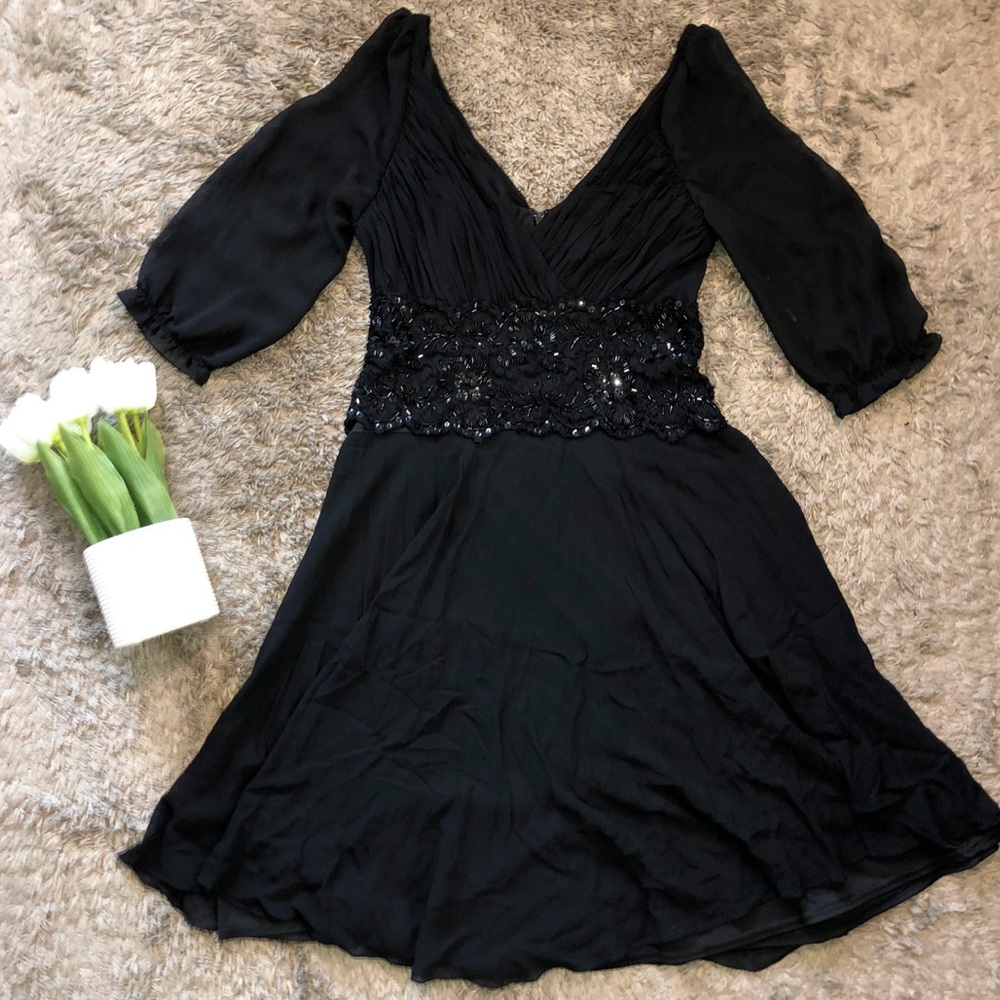 Tadashi Shoji Chiffon With Lace Sequence Dress